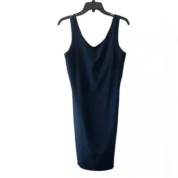 Neiman Marcus 100% Silk Navy Shift Dress Women’s 10 | Elegant Day to Night Made - Picture 5 of 6